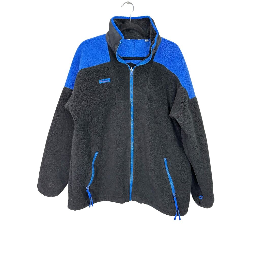 Vintage 90s Columbia Fleece Made in USA Blue Black Jacket Coat Insert size Large